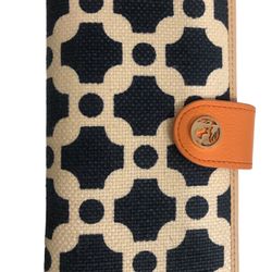 Spartina Natural Linen & Leather bifold clutch wallet