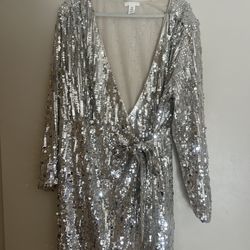Hm Silver shiny dress XL dress