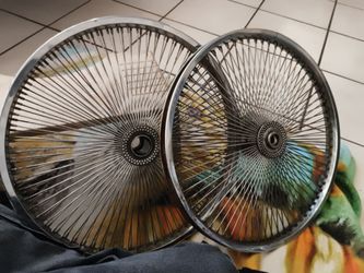 Chrome 144-Spoke Bicycle Wheels Pair