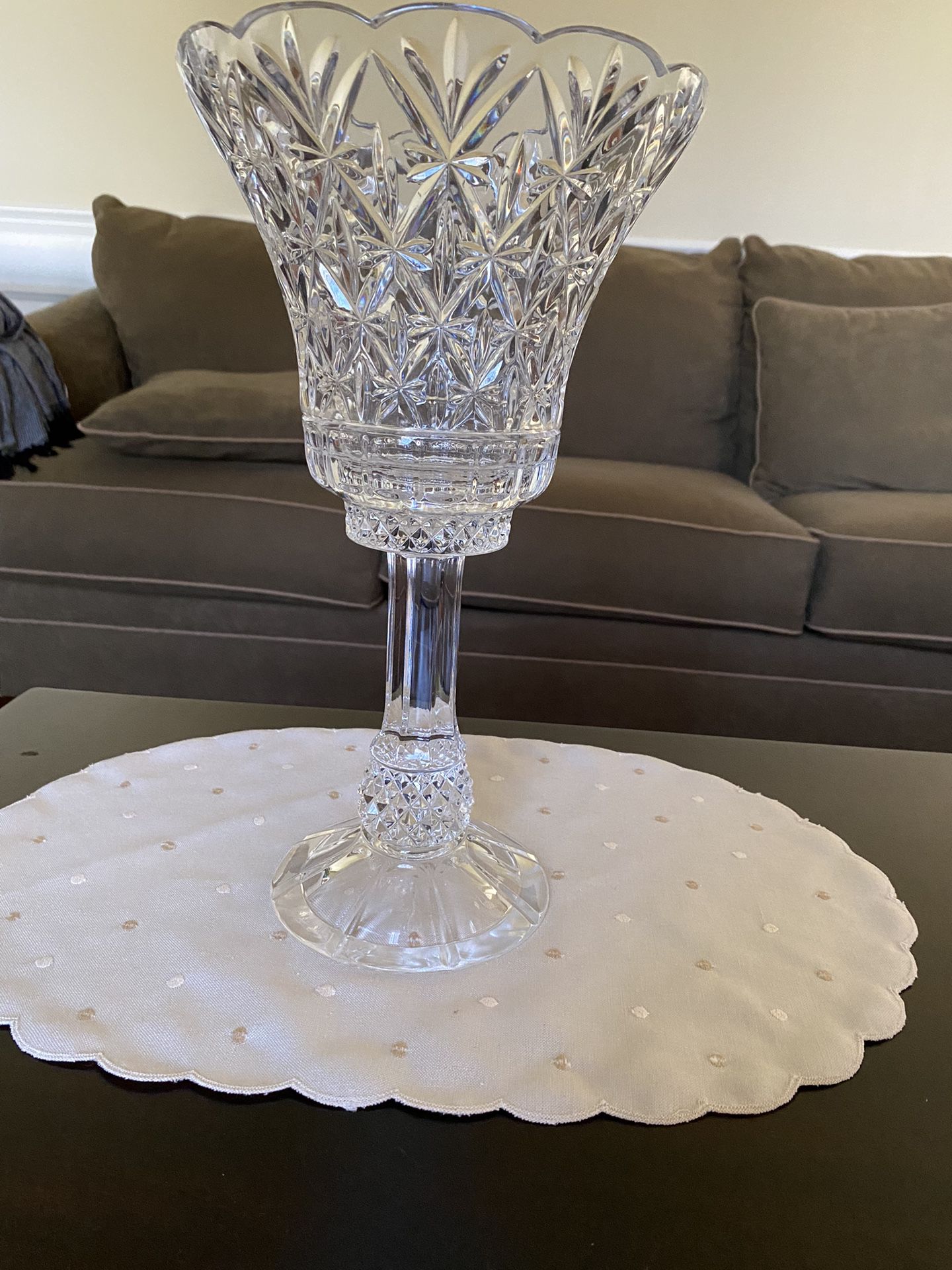 14” Crystal Candle holder vase