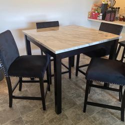 5 Pc Counter Height Dining Set | Blue Or Black Chairs