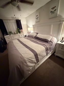 Complete King Bedroom Set + Mattress, Lamps & Plants – $1800 OBO