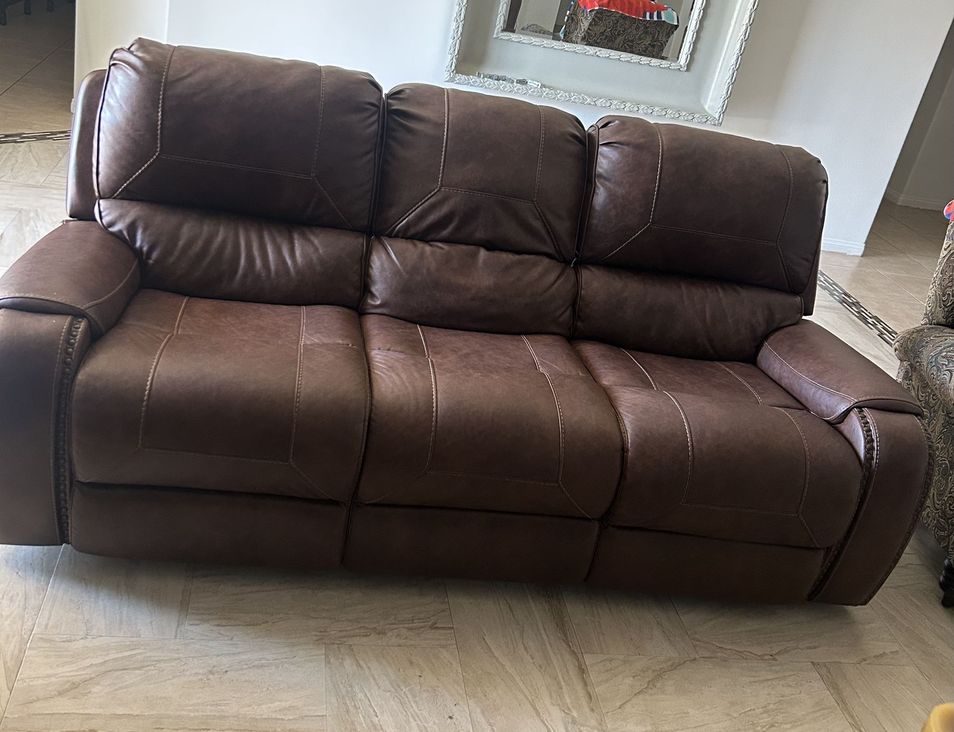Two Brown Leather Couches