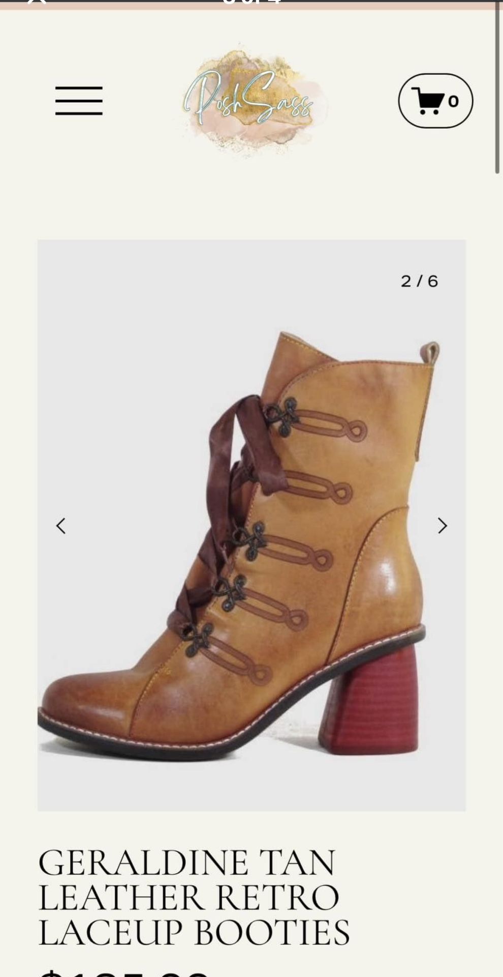 GERALDINE TAN LEATHER RETRO LACEUP BOOTIES