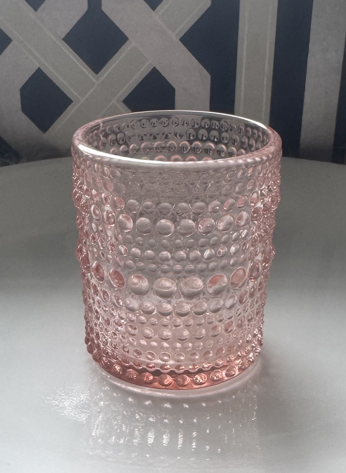 Set of 36 Pink glass votive candle holders