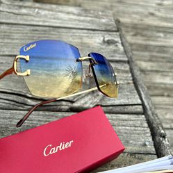 Cartier Glasses Gold Blue/yellow Two Tone