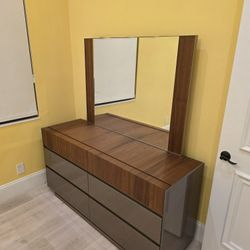 Modern Dresser w/ Mirror – Large 6-Drawer Bedroom Set