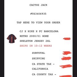 Travis Scott X Barcelona Collab Jersey XXL