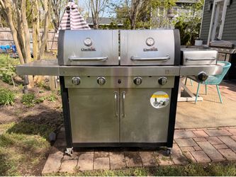 Char-Broil dual zone grill with side burner.