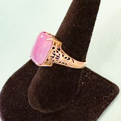 Designer CNA 925 Sterling Silver Purple Jade Jadeite Filigree Ring - size 8