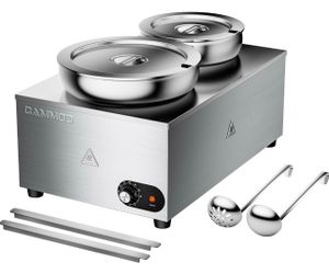 20qt 2-in-1 Electric Soup Warmer and Steam Table Food Warmer, 1200W Stainless Steel Bain Marie Pot, 86~185°F Adjustable Temp, Commercial Soup Kettle f