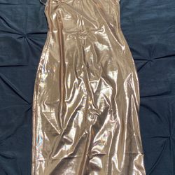 Metallic Gold Midi Dress Size Small