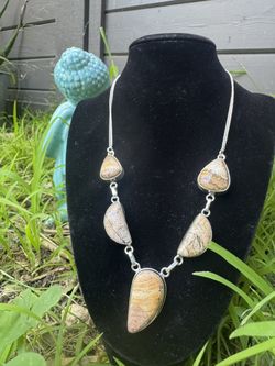 Silver Picture Jasper Necklace Southwestern Artisan Style