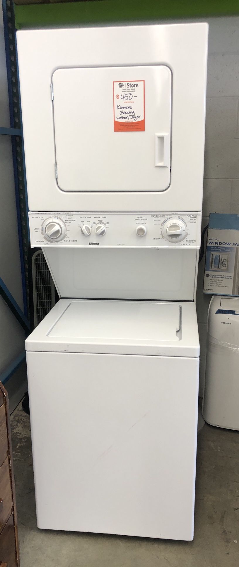 Kenmore Stacking Washer Dryer 24”w X 27”d X 6’h
