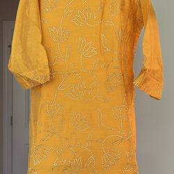 Woman Silk Kurti Mukaish Work Size M
