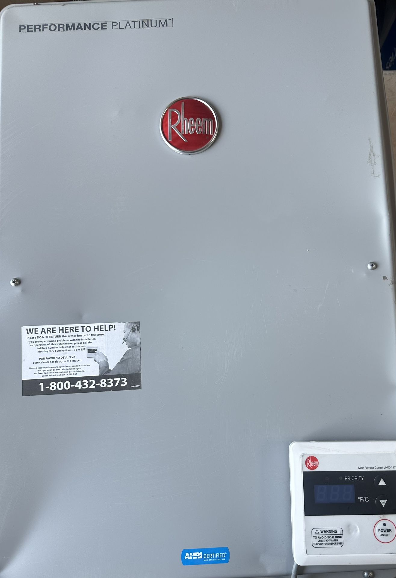 Rheem Performance Platinum 9.5 GPM Liquid Propane High Efficiency Indoor Tankless Water