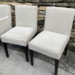 Four Upholstered Fabric Dining Chairs From West Elm