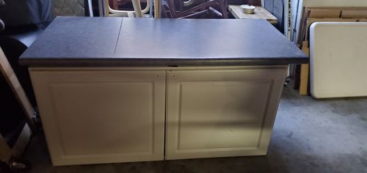 Table console buffet, storage, with counter, and shelf inside that needs to be attached.