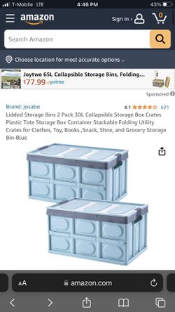 Lidded Storage Bins 2 Pack 30L Collapsible Storage Box Crates
