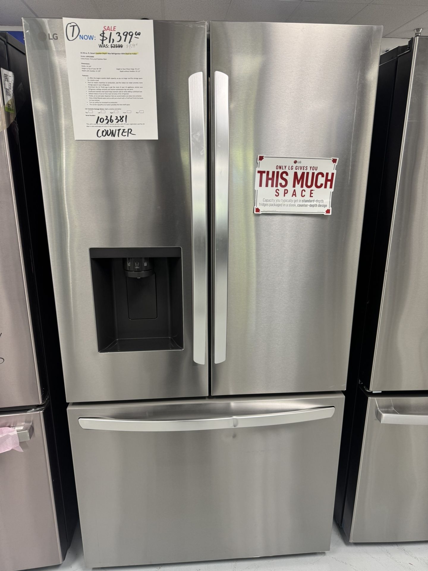 LG 26 cu. ft. Smart Counter-Depth Refrigerator With Dual Ice maker