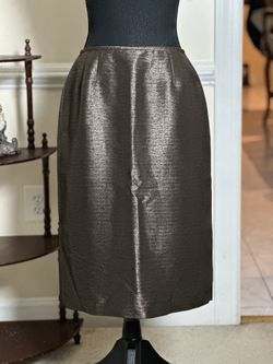 High Waist Metallic Bronze Pencil Skirt