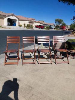 Four Folding Acacia Wood Chairs