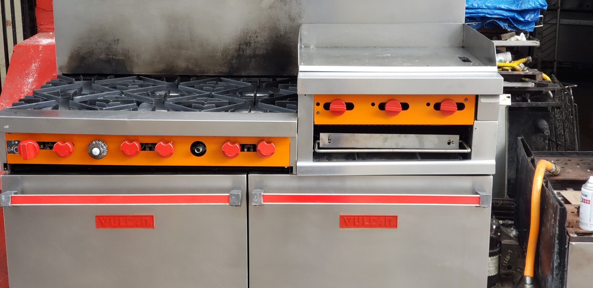 vulcan 6 burner stove with griddle with cheese melter