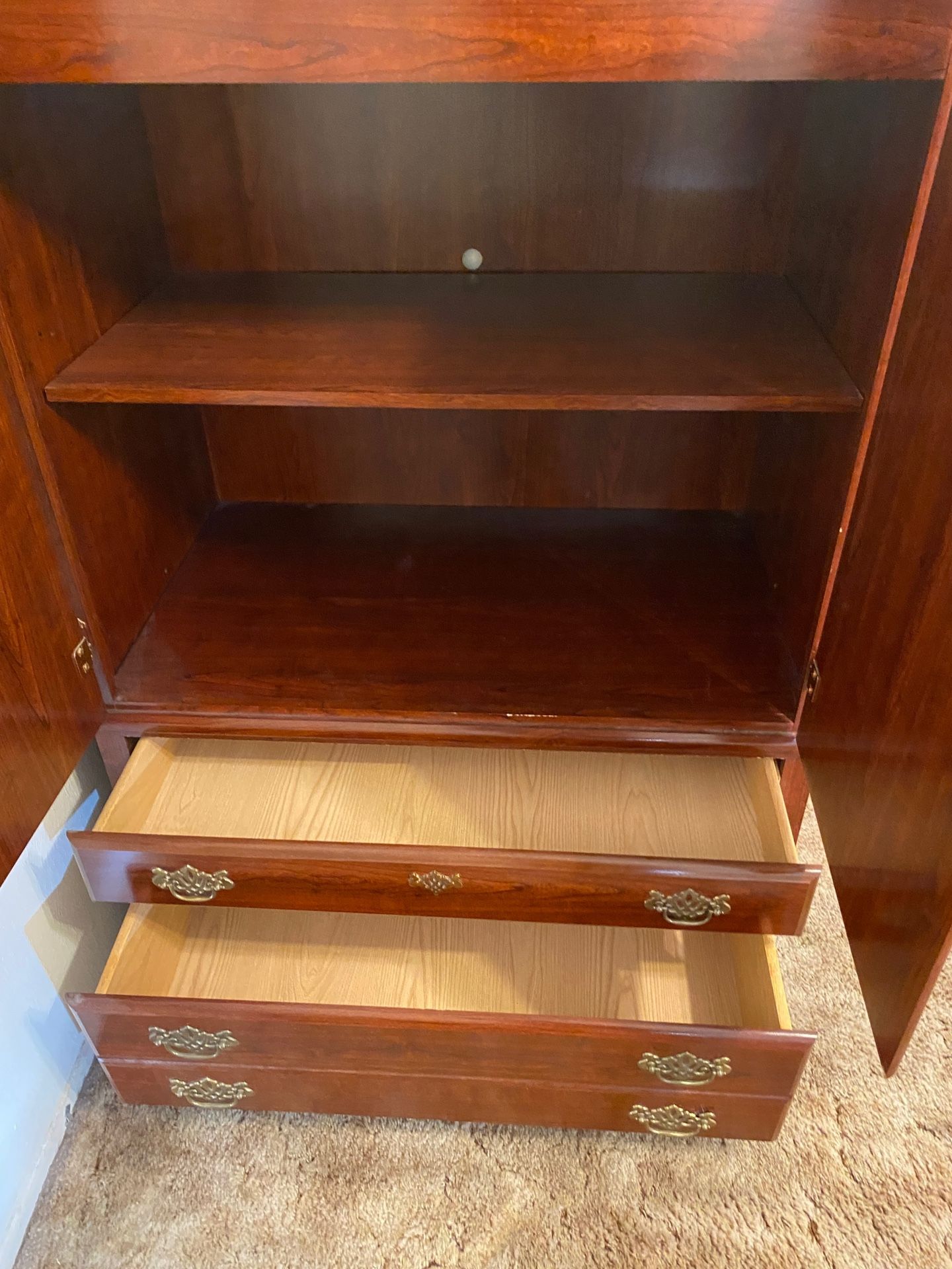 Must Go! Beautiful Cherry Wood Dresser Armoire 60”tall X 36” Wide X 22” Deep