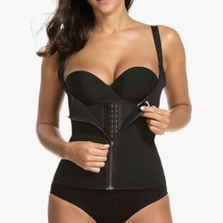 Large Woman Waist Trainer Latex Zip Hooks Vest Tummy Belly Girdle Body Shaper Trimming Cincher