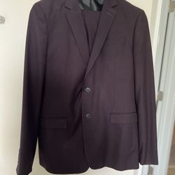 Burgundy Egara Extreme Slim Fit Suit – 42L / 36W + Dress Shirt (16–16.5 / 34-35)