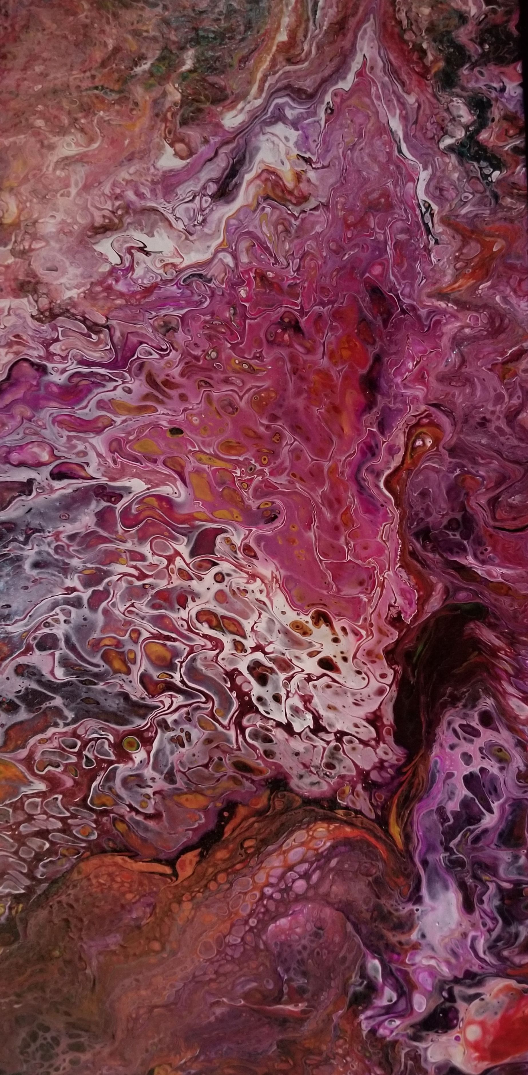 Fluid acrylic pour painting "genieinabottle" on canvas