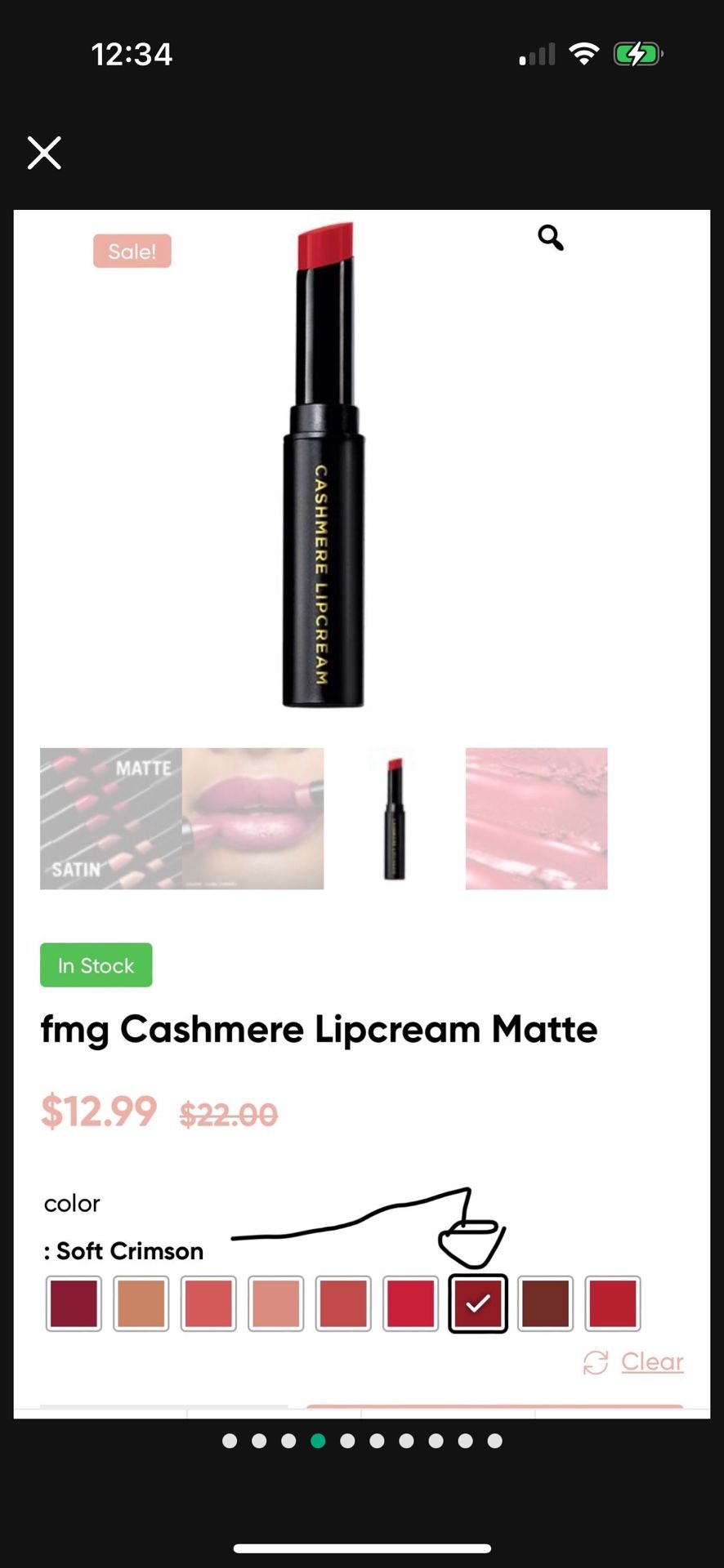 Avon fmg Cashmere Lipcream Matte Soft Crimson New Box