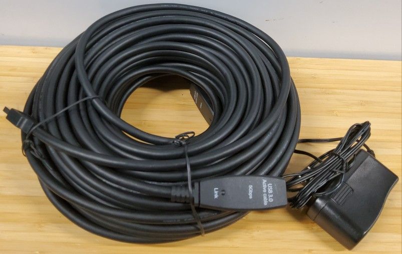 Brand New! 30M Active USB 3.0 DC power input Extension Cable with LED