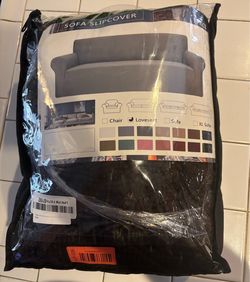 Loveseat, dark brown sofa slip cover new!