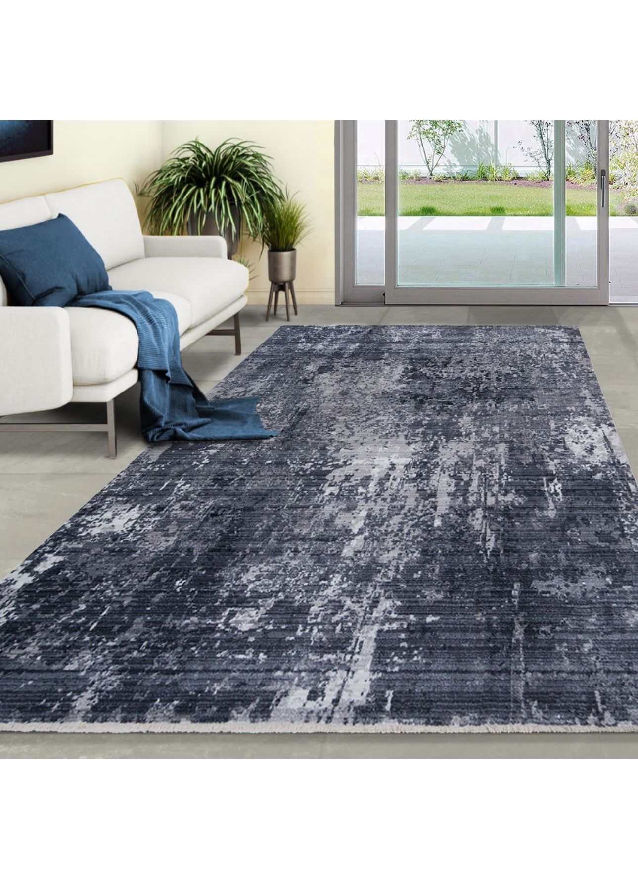 8/10 Modern Abstract Gray Black Rug Carpet