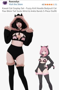 Kawaii Cat Paw Bikini - 5-Piece Outfit.