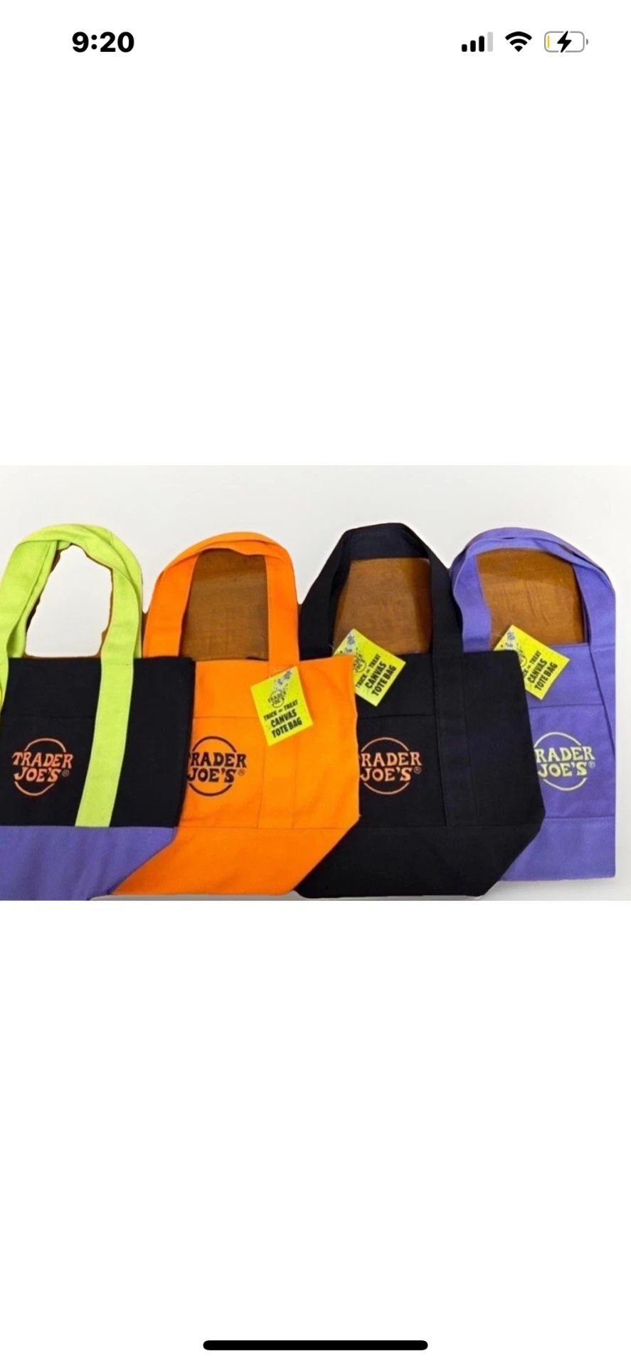 LOT Of 4 Limited Trader Joe's Mini Halloween Canvas Tote Bag RARE,