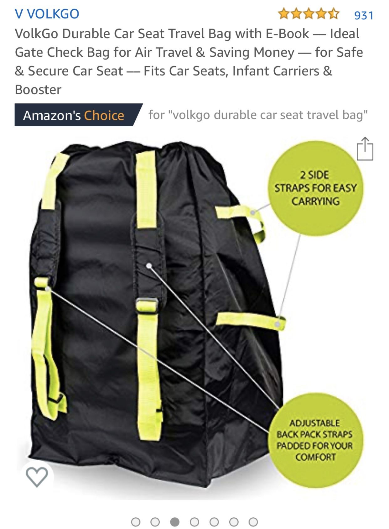 Car Seat Travel Bag - keep that stroller clean- NEW