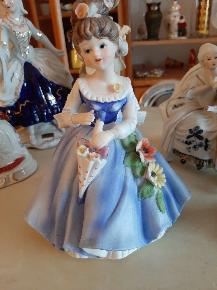 Beautiful girl figurine with parasol.