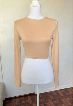 Full circle trends women’s beige open back long sleeved top size medium