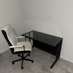 GLASS DESK WITH CHAIR 