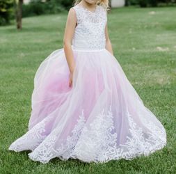 Flower girl wedding dress size 4-6 hand painted