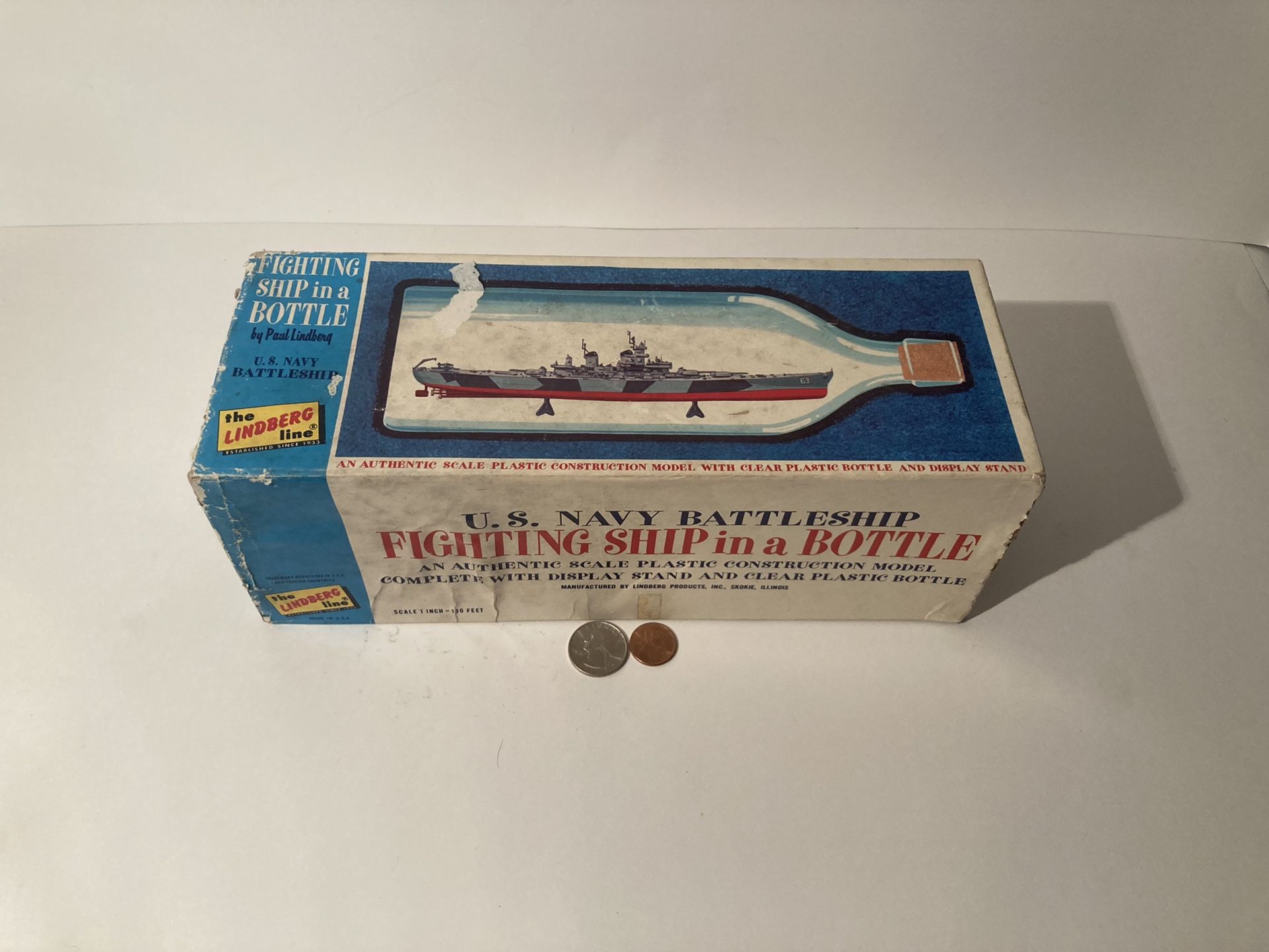 Vintage 1966 US Navy Battleship In A Bottle