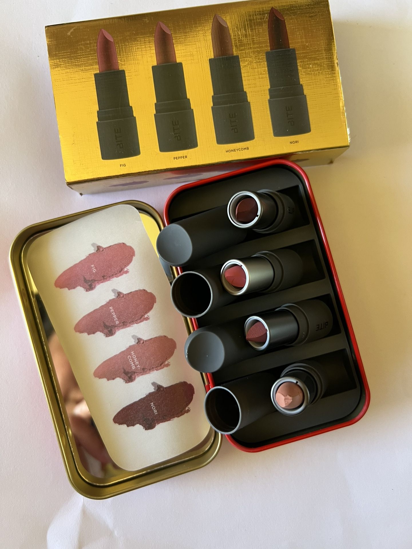 Bite Beauty The Perfect Amuse Bouche Lipstick Set Fig Pepper Honeycomb Nori NIB