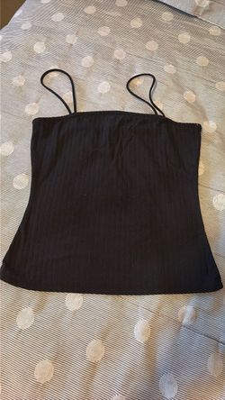 Black Ribbed Spaghetti Strap Tank Top