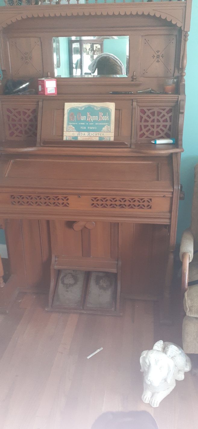 Antique Organ And Stool 