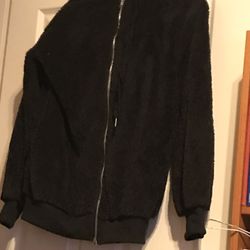 Small Warm Black Hoodie New Fleece