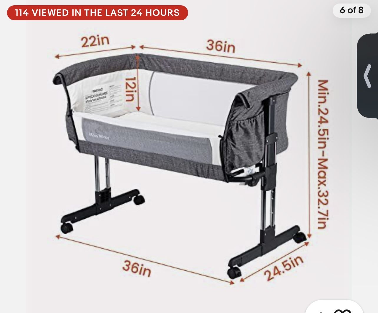 Mika Micky Baby Bassinet Bedside Sleeper Bedside Crib Easy Folding Portable Crib