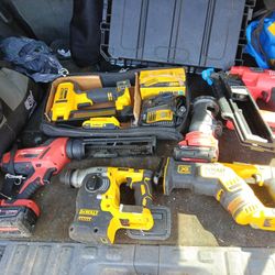 Milwaukee and DeWalt tools