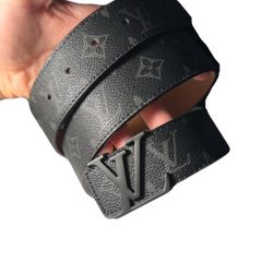 Louis Vuitton Men's Silver Classic Monogram LV Belt Size 34/36 Made In Italy